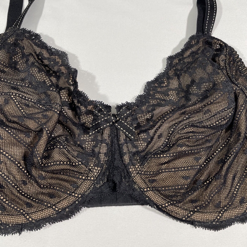 NWT Chantelle [ 38D US ] Rive Gauche Full Coverage Bra in Black/Tan - Picture 7 of 12